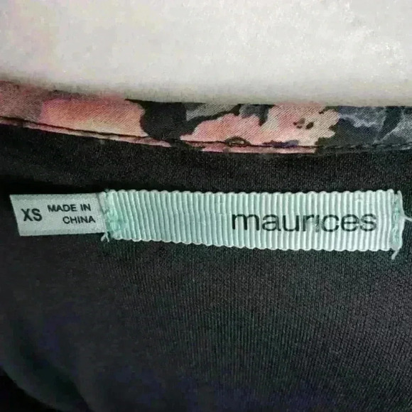 Maurices Floral Dress Cold Shoulder Scoop Neck Tie Back Black Pink Sheer Flowy - Picture 12 of 13